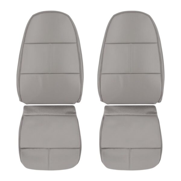 Ford E150 E250 E350 E450 E550 1992-1999 Funda de asiento de repuesto de cuero sintético gris para el conductor y el pasajero, parte superior e inferior, estilo OEM Ford E-150 Econoline Van 1992-1999 | Funda de asiento de recambio OEM