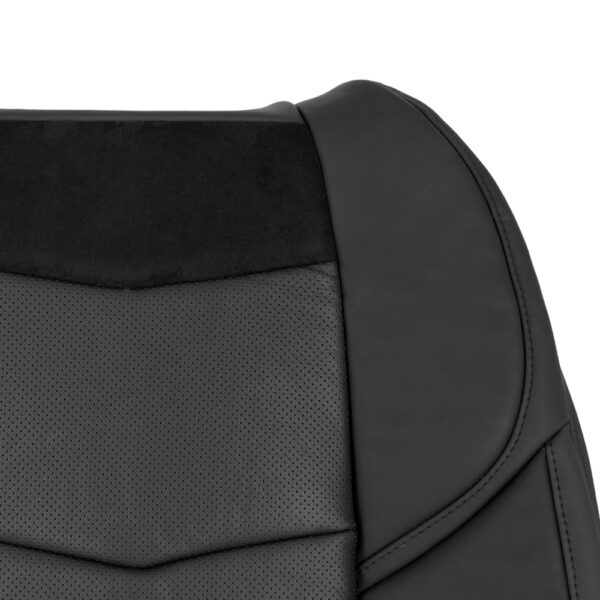 cadillac-escalade-perforated-leather-2015-2020-jet-black-front-driver-or-passenger-top-close-view-oem-replacement-seat-cover Cadillac Escalade 2015-2020 | Funda de asiento de recambio OEM