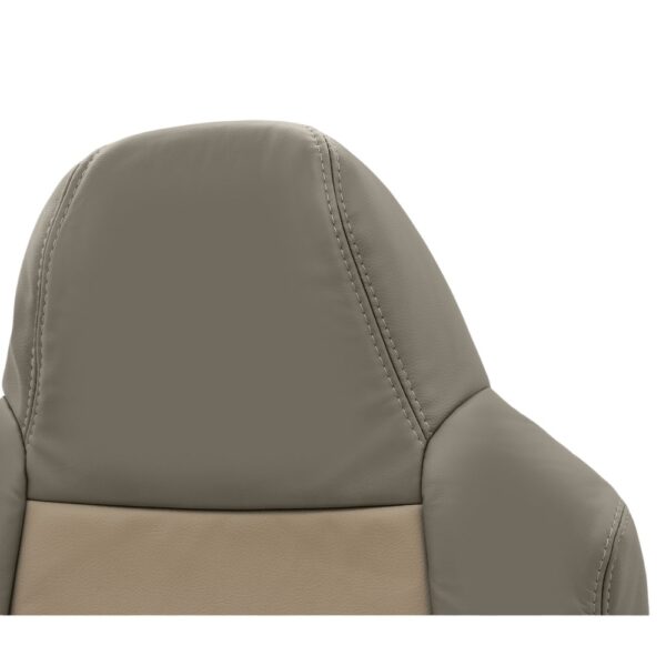 ford-excursion-piel-2002-2005-eddie-bauer-2-tono-tan-frontal-conductor-o-pasajero-top-close-view-oem-reemplazo-asiento-cubierta Ford Excursion 2000-2005 | Funda de asiento de recambio OEM