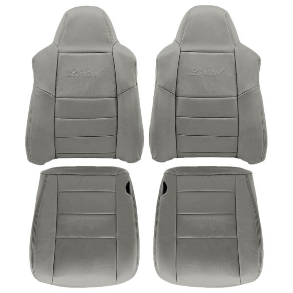 ford-excursion-piel-2002-2005-medio-flint-gris-delantero-conductor-y-pasajero-tapa-y-fondo-oem-reemplazo-asiento-cubierta Ford Excursion 2000-2005 | Funda de asiento de recambio OEM