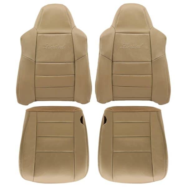 ford-excursion-piel-2002-2005-medio-pergamino-tan-frontal-conductor-y-pasajero-tapa-y-fondo-oem-reemplazo-asiento-cubierta Ford Excursion 2000-2005 | Funda de asiento de recambio OEM
