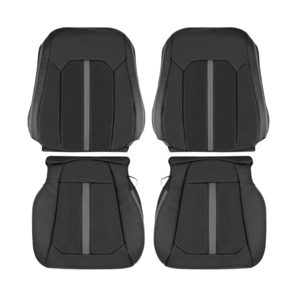 Ford F-150 Platinum, cuero genuino perforado, 2015-2020, negro, conductor y acompañante, parte superior e inferior, funda de asiento de repuesto OEM2 Ford F-150 Platinum 2015-2020 | Funda de asiento de recambio OEM