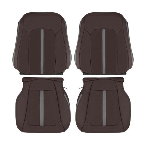 Ford F-150 Platinum, cuero genuino perforado, 2015-2020, Brunello, conductor y acompañante, parte superior e inferior, funda de asiento de repuesto OEM2 Ford F-150 Platinum 2015-2020 | Funda de asiento de recambio OEM