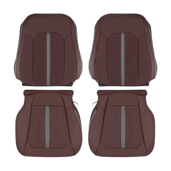 Ford F-150 Platinum, cuero genuino perforado, 2015-2020, color marsala oscuro, asientos delanteros del conductor y del pasajero, parte superior e inferior, funda de asiento de repuesto OEM2 Ford F-150 Platinum 2015-2020 | Funda de asiento de recambio OEM
