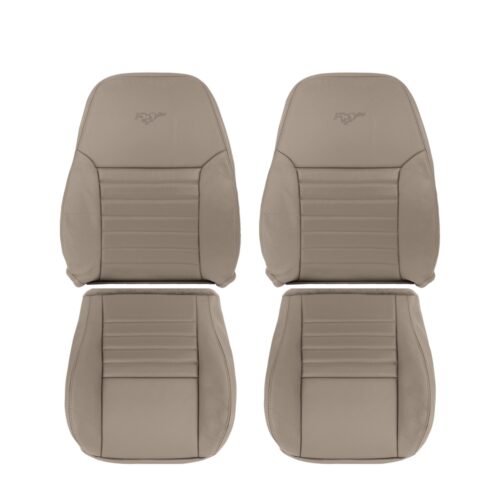 ford-mustang-cuir-synthétique-perforé-1999-2004-medium-parchment-front-driver-and-passenger-top-and-bottom-oem-replacement-seat-cover Ford Mustang GT 1999-2004 - Housse de siège de remplacement OEM