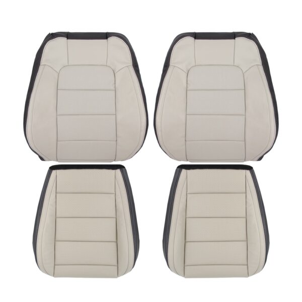 ford-mustang-cuir-synthétique-perforé-2015-2023-2-ton-céramique-et-noir-couverture-de-siège-conducteur-et-passager-top-and-bottom-oem-replacement Ford Mustang 2015-2023 | Housse de siège de remplacement OEM