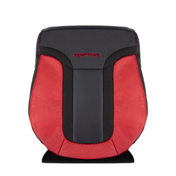 ford-raptor-cuir-et-tissu-authentiques-avec-empiècements-en-cuir-synthétique-perforé-2010-2014-2-tons-noir-rouge-brique-passager-haut-remplacement-OEM-housse-de-siège - Copier Ford F-150 Raptor 2010-2014 - Housse de siège de remplacement OEM