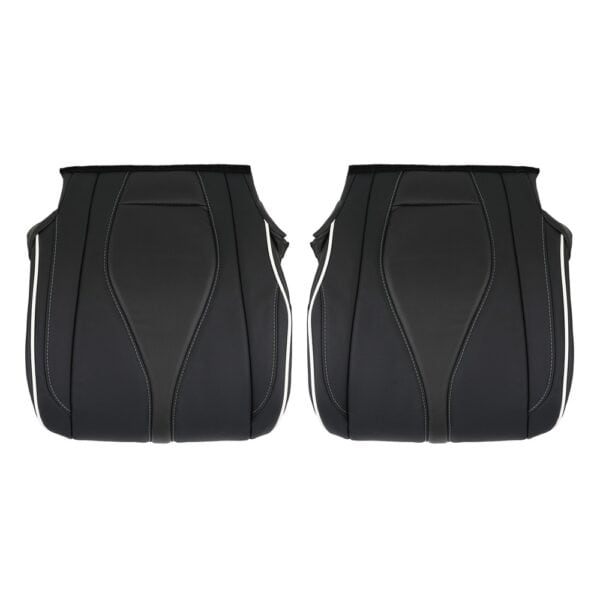 acura-rdx-advance-package-cuir perforé-2019-2025-ébène-avec-tuyauterie-blanche-avant-conducteur-et-passager-fonds-oem-remplacement-de-la-sieste Acura RDX 2019-2025 (Advance Package) | Housse de siège de remplacement OEM