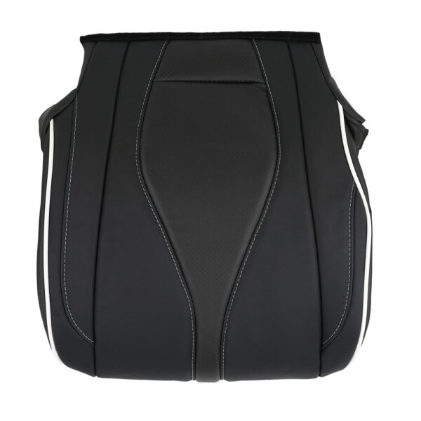 acura-rdx-advance-package-cuir-perforé-2019-2025-ébène-avec-tuyauterie-blanche-couverture-de-siège-oem-de-remplacement-de-l'avant-passager-2 Acura RDX 2019-2025 (Advance Package) | Housse de siège de remplacement OEM