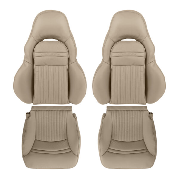 chevrolet-corvette-1997-2004-cuir-perforé-cuir-clair-chêne-conducteur-et-passager-top-et-bottom-oem-replacement-seat-cover Chevrolet Corvette 1997-2004 - Housse de siège de remplacement OEM