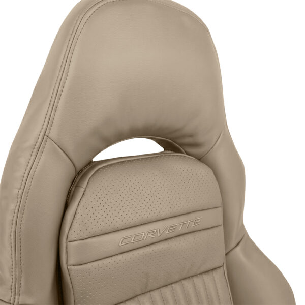 chevrolet-corvette-1997-2004-perforated-leather-light-oak-driver-or-passenger-top-close-view-oem-replacement-seat-cover Chevrolet Corvette 1997-2004 - Housse de siège de remplacement OEM