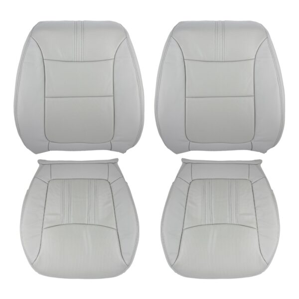 kia-sorento-genuino-cuero-perforado-2014-2015-gris-delantero-conductor-y-pasajero-tapa-y-fondo-oem-reemplazo-asiento-cubierta Kia Sorento 2014-2015 | Funda de asiento de recambio OEM