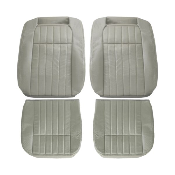 Chevrolet Impala, cuero genuino perforado, 1994-1996, gris, conductor y pasajero, parte superior e inferior, funda de asiento de repuesto OEM. Chevrolet Impala 1994-1996 | Funda de asiento de repuesto OEM