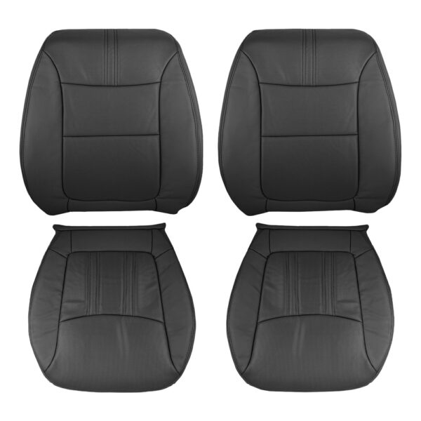 Kia Sorento, cuero genuino perforado, 2014-2015, negro, conductor y pasajero, parte superior e inferior, funda de asiento de repuesto OEM. Kia Sorento 2014-2015 | Funda de asiento de recambio OEM