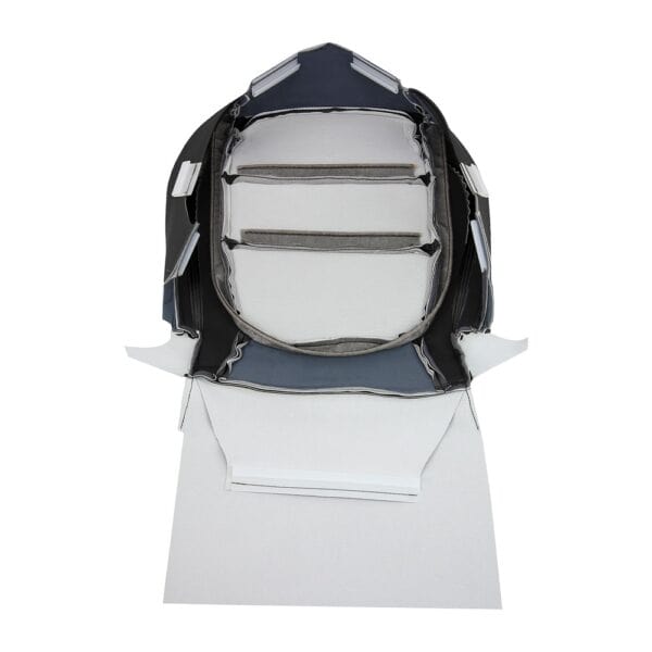 Mazda CX-5, cuero genuino perforado, 2013-2016, negro, conductor o pasajero, parte inferior, vista interior, funda de asiento de repuesto OEM. Mazda CX-5 2013-2016 | Funda de asiento de repuesto OEM