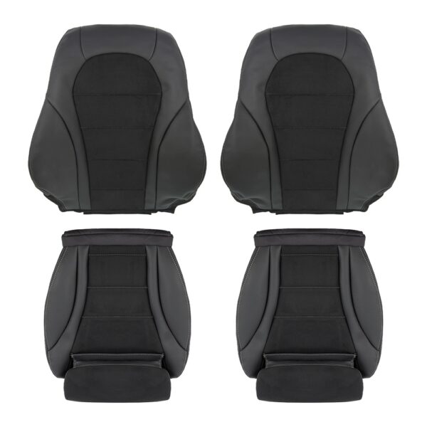 Mercedes-Benz GLC tapizado en cuero sintético con Dinamica 2014-2021 negro para conductor y acompañante, parte superior e inferior, funda de asiento de repuesto OEM Mercedes-Benz Clase GLC 2014-2021 | Funda de asiento de repuesto OEM
