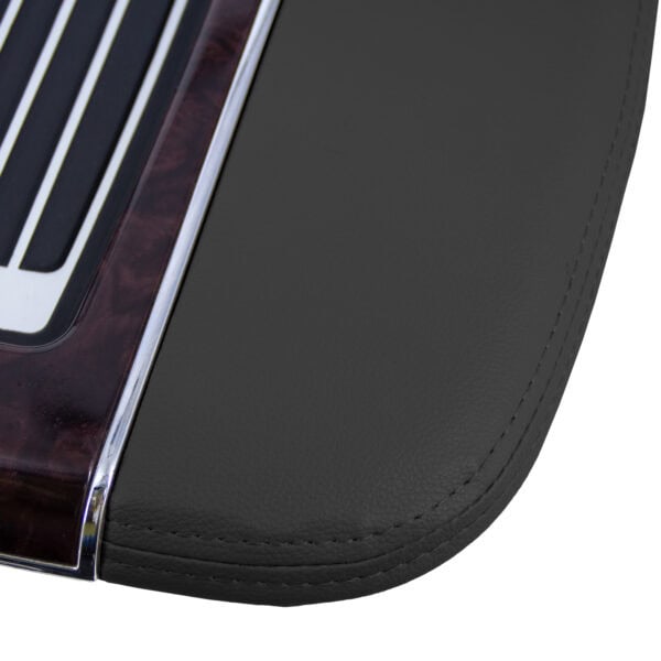 cadillac-escalade-cuir-2012-2014-ebony black-front-center-console-oem-replacement-seat-cover-close-view Cadillac Escalade 2012-2014 - Couvercle de console centrale de remplacement OEM