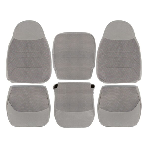 Ford F-150, tela, 1994-1996, gris ópalo, conductor y pasajero, parte superior e inferior, centro, recambio OEM, funda de asiento Ford F-150 F-250 1994-1998 | Funda de asiento de repuesto OEM