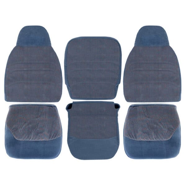 Ford F-150, tela, 1994-1996, azul real, conductor y pasajero, parte superior e inferior, centro, recambio OEM, funda de asiento. Ford F-150 F-250 1994-1998 | Funda de asiento de repuesto OEM