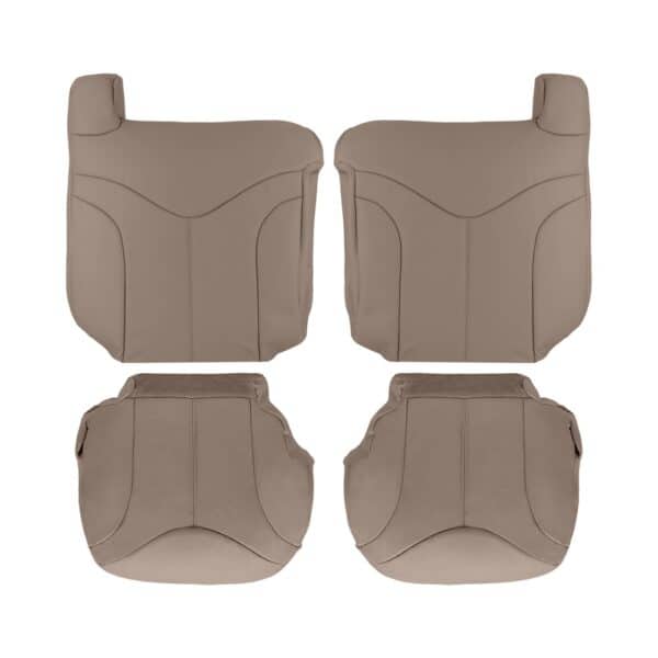 gmc-sierra-cuir-1999-2002-moyen-neutre-tan-couverture-de-siège-du-conducteur-et-du-passager-top-et-bottom-oem-remplacement-de-siège GMC Sierra 1999-2002 - Housse de siège de remplacement OEM