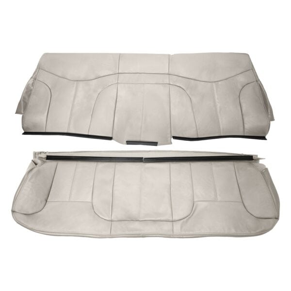 gmc-yukon-cuero-2000-2002-pizarra-claro-neutro-banqueta-trasera-parte superior e inferior-funda de asiento de repuesto OEM GMC Yukon SLE 2000-2002 | Funda de asiento de repuesto OEM