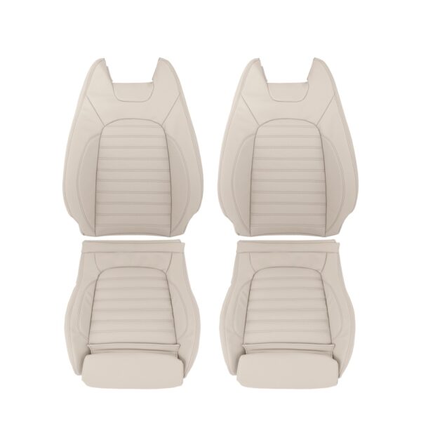 Mercedes-Benz C350, cuero perforado, 2015-2021, beige seda, conductor y pasajero, parte superior e inferior, funda de asiento de repuesto OEM. Mercedes-Benz C300 Coupé 2015-2021 | Funda de asiento de repuesto OEM