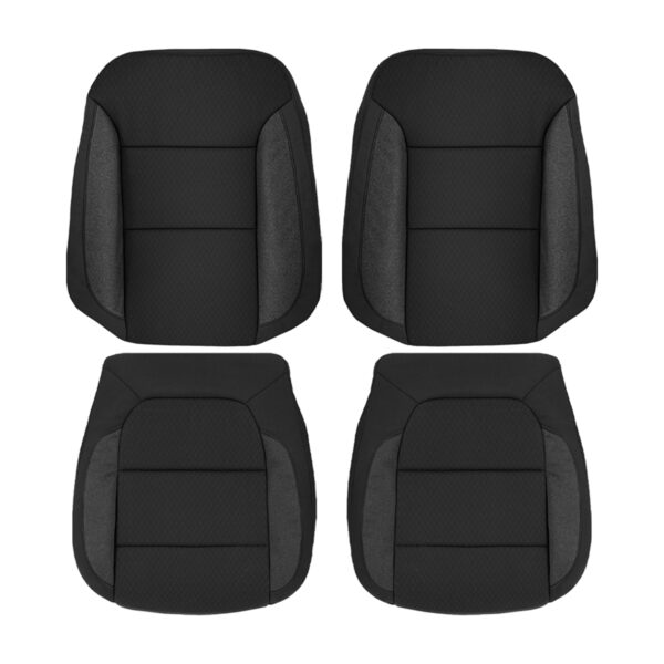 GMC Sierra 2020-2023 - Funda de tela en negro azabache para los asientos del conductor y el acompañante (parte superior e inferior) - Recambio original GMC Sierra 2020-2023 | Funda de asiento de recambio original (tela)