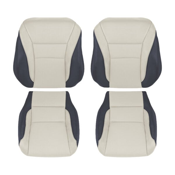 Honda Accord Coupé 2013-2017 - Cuero perforado negro y marfil (beige pergamino) - Fundas de asiento de repuesto OEM para conductor y pasajero (parte superior e inferior) Honda Accord Coupé 2013-2017 | Funda de asiento de recambio original